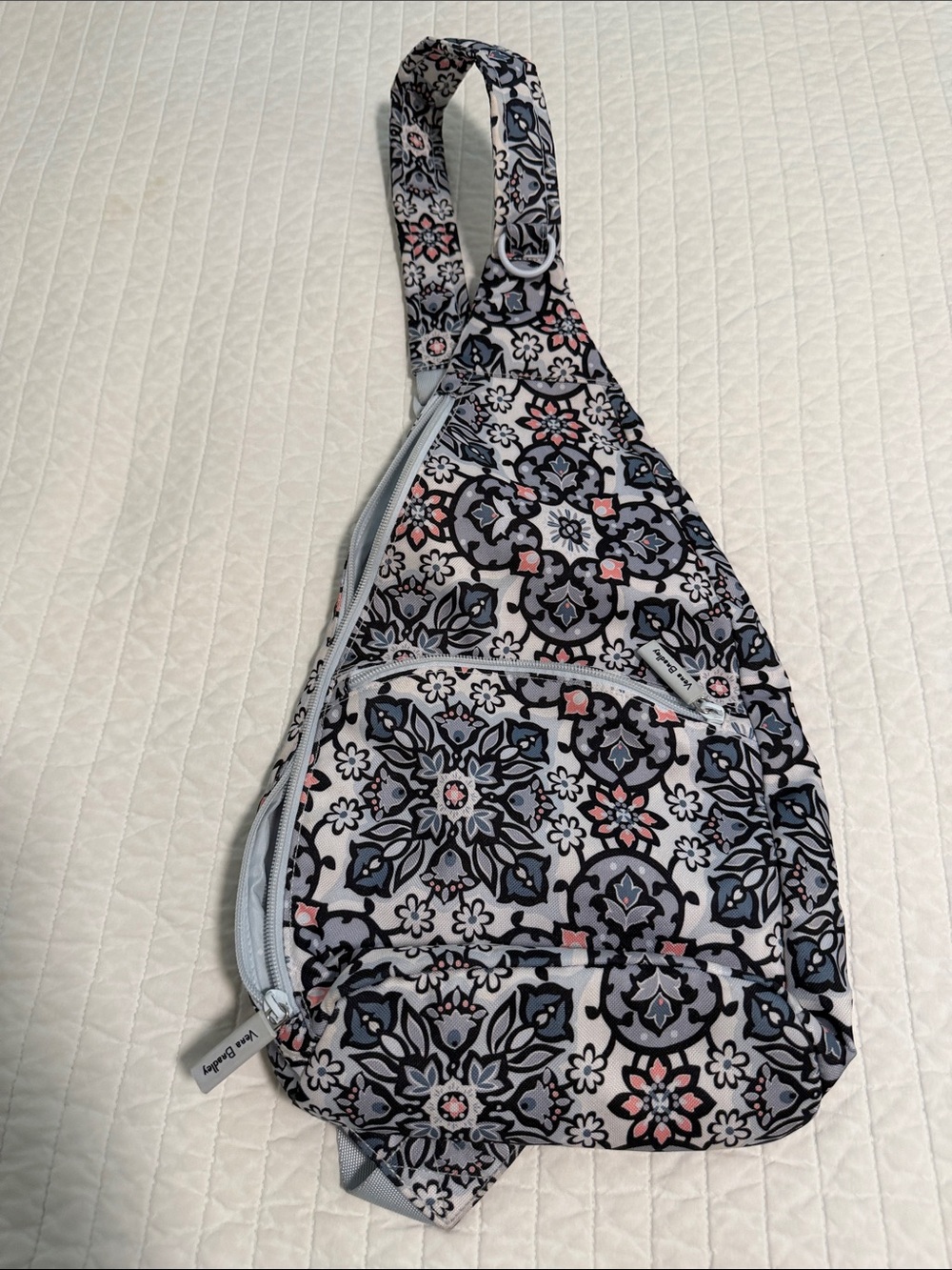 Vera Bradley Gray and Pink Floral Crossbody Sling